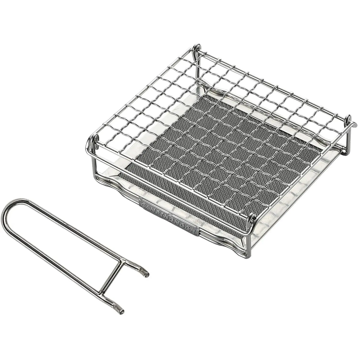 304 Stainless Steel Medium-Size 16x16cm Portable Gas Stove Top Bread Toaster - Grid Shape Design, Anti-Scald Mesh Fork, Even Toasting, Heat-Resistant, Rustproof, Sturdy, Lightweight, Space-Saving Hiking Camping Kitchen Tool