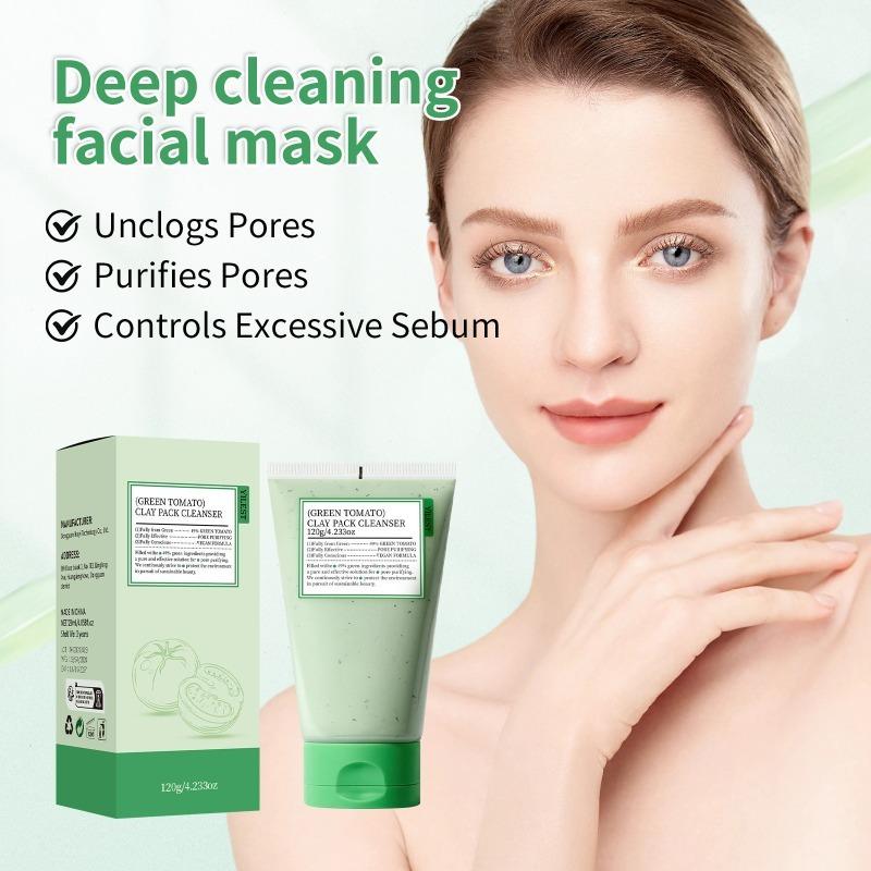 Green Tomato Pore Detox Clay Mask Cleanser, Pore Minimizing, Blackhead Care, Sebum Control, Exfoliation, Vegan, Face Wash, Sensitive Skin, Korean Skincare Facial Foam Cleansing preppy skincare fully  cleanser