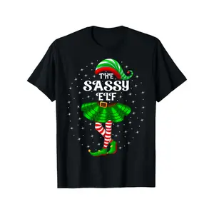 Women'S & s' Christmas Elf T-Shirt - Funny "The Sassy Elf" Graphic Tee - Black Holiday Party Shirt - Lightweight 180gsm Fabric - Family Matching Outfits for Xmas - graphic tee 90s graphic tees men's t shirts funny graphic tee good graphic tees