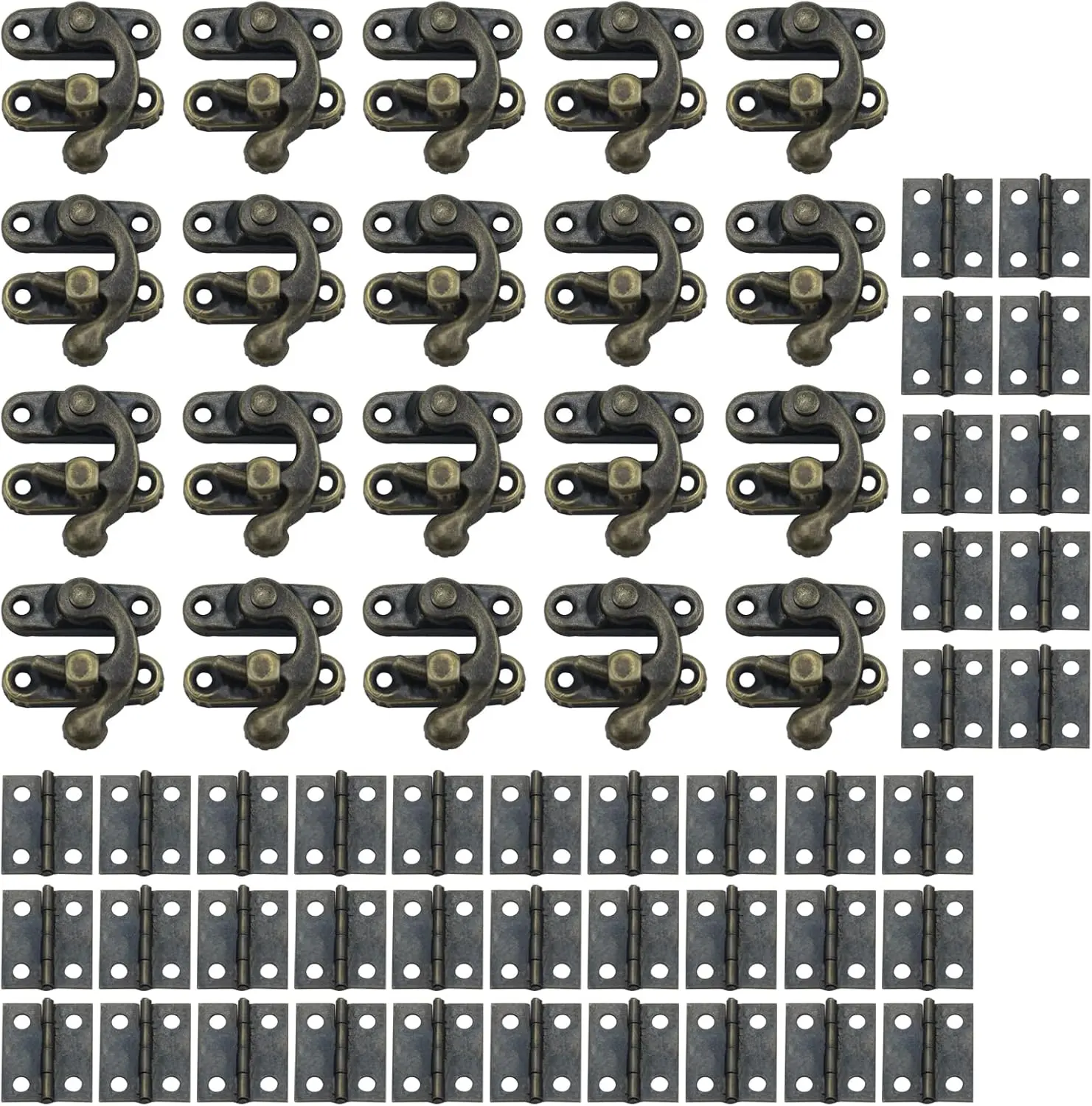 Antrader 40Pcs Mini Box Hinges, 20 Sets Antique Right Latch Hasp for Wood Jewelry Box Trinket Box Hasp Gift Box Catch Decoration with Screws Commerce CO., LTD Comme Guangzhou Openfind Electronic Commerce CO., LTD