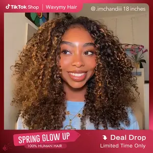 [3 IN 1 HALF WIG] Wavymy Kinky Curly 3 In 1 Seamless Flip Over Half Wig #1B30 Highlight Glueless No Lace Reusable Human Hair for 3 Hairstyles