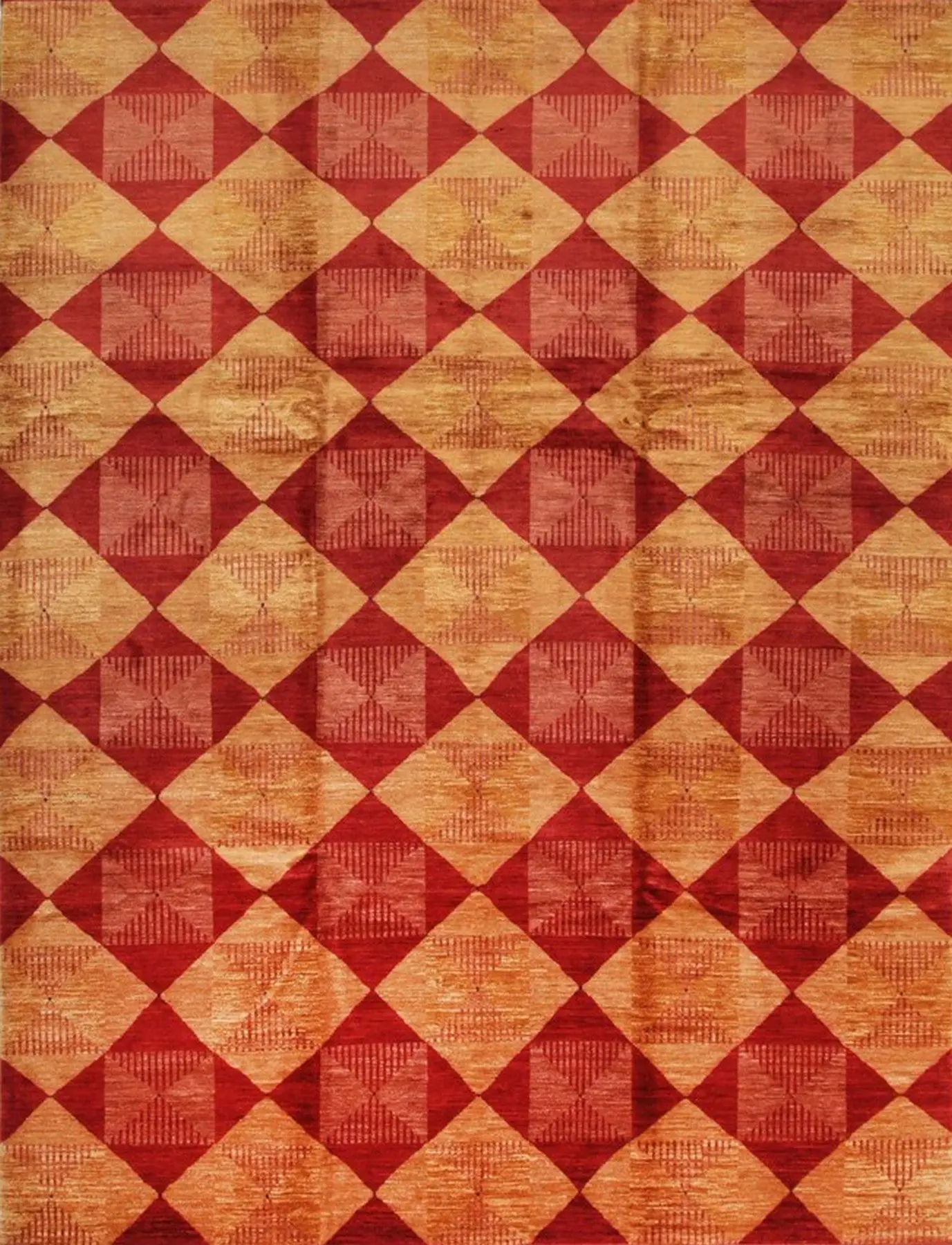 Opulent Classic Red Hand Knotted Afghan Wool Rug