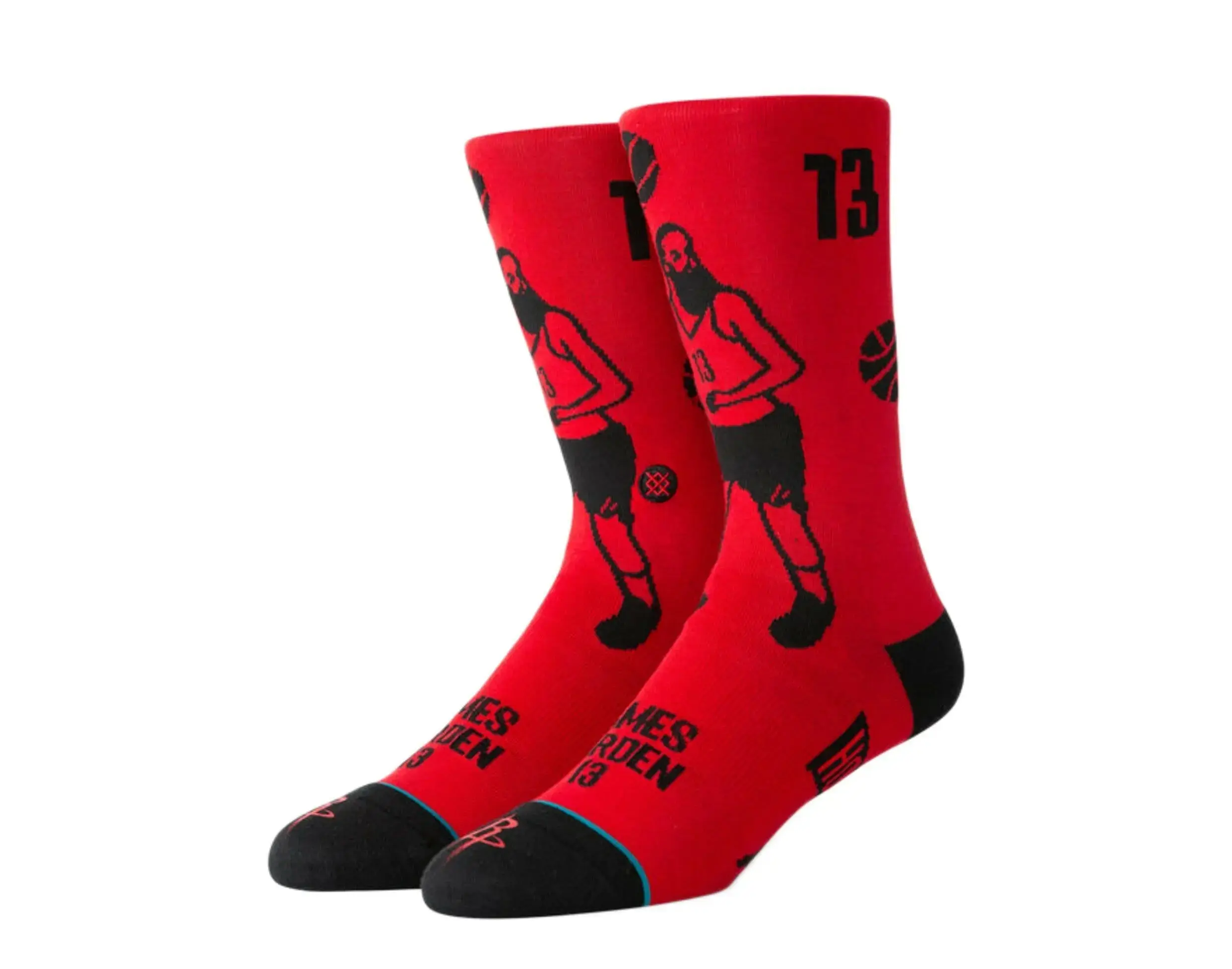 Stance Harden Stencil Crew Socks in Red/Black | Men's