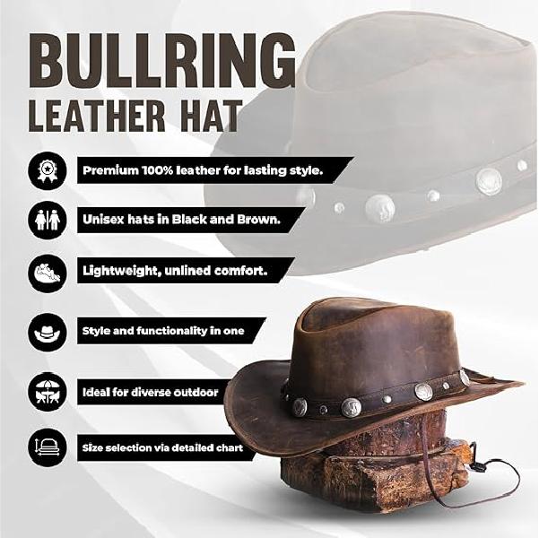 Lesa Collection Buffalo Coin Leather Cowboy Hat for Men and Women