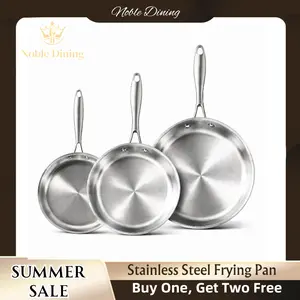 3PCS Stainless Steel Frying Pan Skillet Set - Durable Cookware with Heavy-Duty Construction, Fast Even Heating, Dishwasher & Oven Safe, Compatible with Gas & Induction Stoves, Ideal for Everyday Cooking & Thoughtful Gift