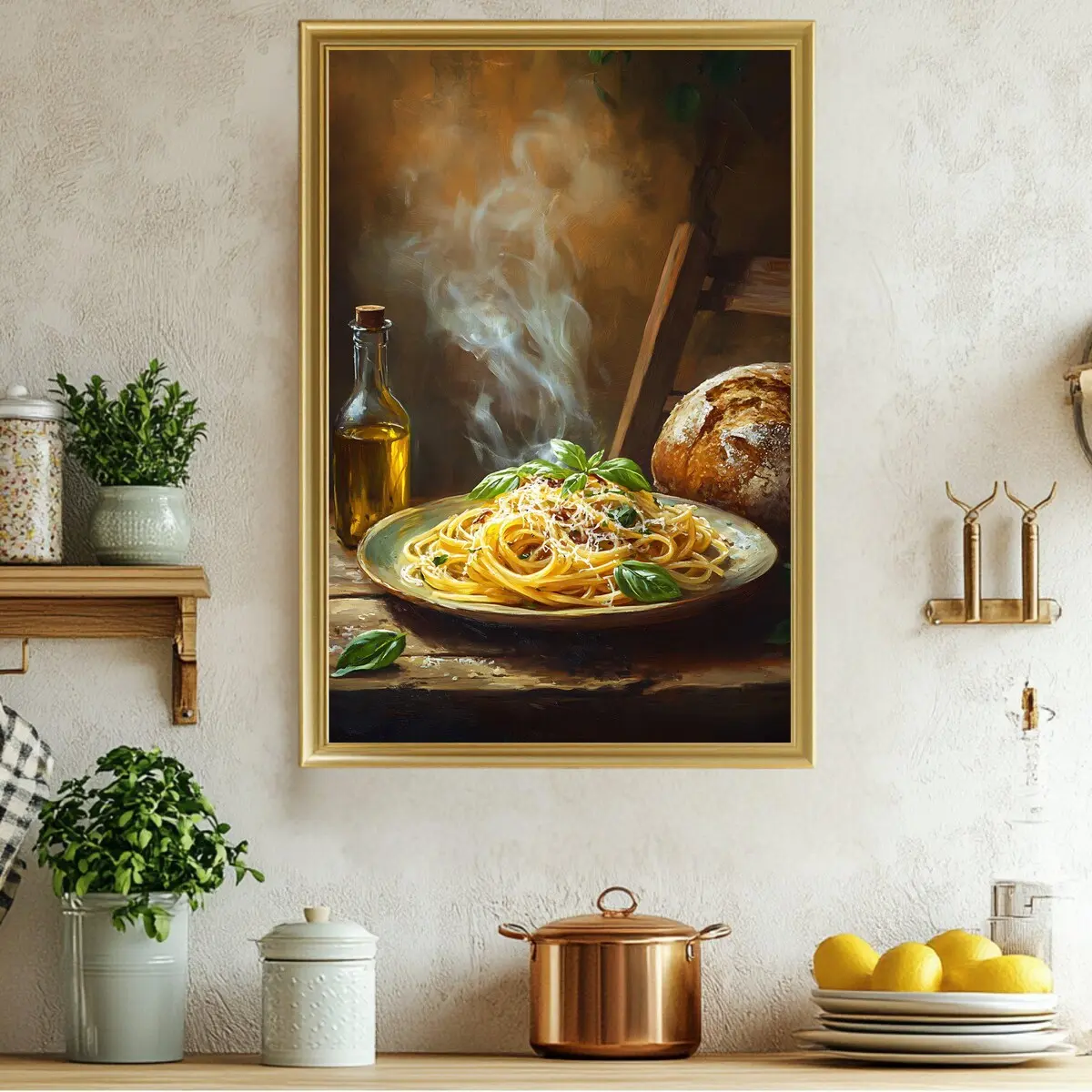 Delicious Italian Pasta Wall Art, Rustic Kitchen Decor, Foodie Gift, Dining Room Art, Gourmet Spaghetti Print, Culinary, Unframed –  5 Sizes (8x12–27x40 inch)