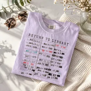 Return To Library Comfort Color T-shirt, Book Lover Gift, Librarian Shirt, Book Reader Gift, Public Library T-shirt
