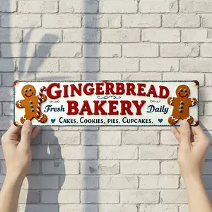 Gingerbread Bakery - Vintage Style Street Sign - Aluminum Wall Art & Room Decor for Garage Bar Bedroom Farmhouse Home - 16" x 4" Rust Free Metal Poster