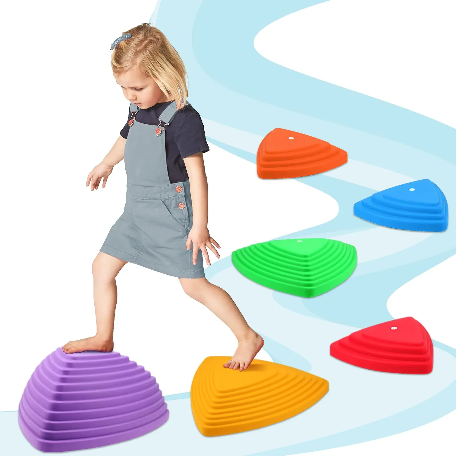 Stepping Stones for Kids, Set of 6 PCS for Balance with Non-Slip Bottom - Exercise Coordination and Stability (6 PCS)