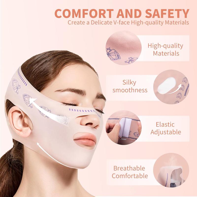 Chin Strap for Sleeping, Reusable Double Chin Reducer Eliminator for Women, V Line Lifting Mask Face Slimming Strap, Breathable Jawline Exerciser Lifting & Firming Prevent Sagging