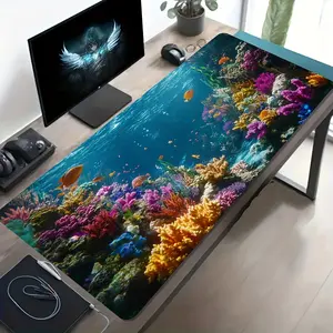 High Quality 1Pc Large Electronic Sports Gaming Mouse Pad, Multi-Color Marine Life Coral Art Pattern, Non-Slip Washable Rubber Backed Extra-Large Desk Mat Office Desk Accessory, Computer Decor Accessory, Desktop Decoration, Stain-Resistant Gaming Mouse Pa