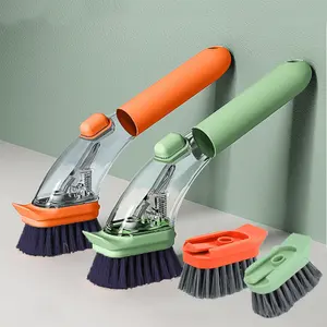 3pcs Dish Brush Set with Soap Dispenser, Handheld Soap Dispensing Brush for Kitchen, Utensils, Floors, Outdoor