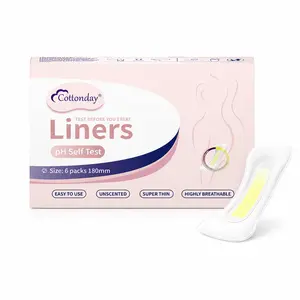 Cottonday Feminine Care Daily Liners, 18cm, 6pcs, Soft & Breathable, pH Test Liners for Women - 6 Packs, 99% Accurate, Easy to Use, Private & Reliable Feminine Health Screening for Vaginitis, Yeast & Bacterial Infections