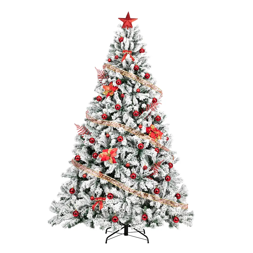 7.5ft Automatic Tree Structure PVC Material Green Flocking 1450 Branches Christmas Tree