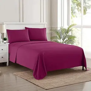 King Size Sheets - Breathable Luxury Bed Sheets with Full Elastic & Secure Corner Straps Built In - 1800 Supreme Collection Extra Soft Deep Pocket Bedding Set, Sheet Set, King, Berry