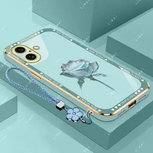 Suitable for [iPhone 16 Plus]phone case，affordable price,free beautiful four-leaf clover lanyard，exquisite and simple,High-end styles，drop-proof and fingerprint-resistant 995