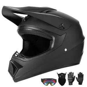 Spark Youth & Kids Motocross Helmet - DOT Approved, Adult Off-Road ATV Dirt Bike BMX Full Face Helmet w/ Goggles, Gloves & Mask