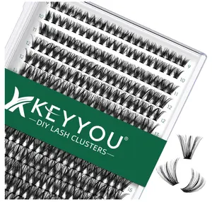 KEYYOU Lash Clusters 300pcs Individual Lashes 40D 0.07D Curl 9-18MIX DIY Eyelash Extension Large Tray Volume Soft&Natural Cluster Lashes(40D-0.07D,9-18MIX