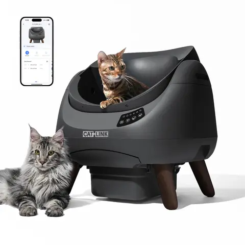 CATLINK 12L Open-X Self Cleaning Automatic Litter Box - App Control with App Status Alerts, Quiet Operation, Large Bin Reduces Refills & Fuss, Organic Fiber Compatible, Multi-Safety Anti-Pinch, Odor Control, Litter Level Monitoring, Easy Setup,familyfun