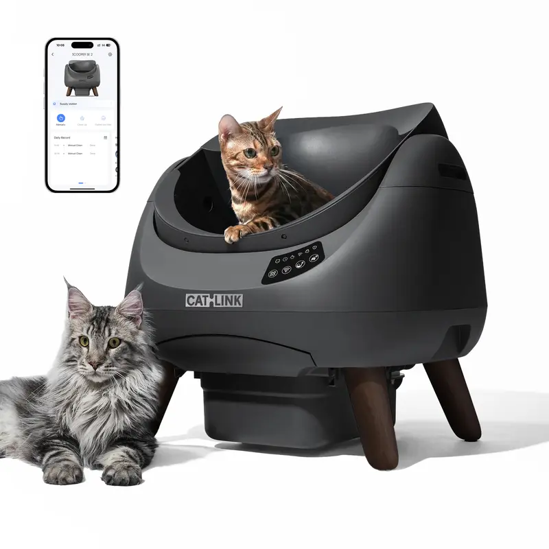 CATLINK 12L Open-X Self Cleaning Automatic Litter Box - App Control with App Status Alerts, Quiet Operation, Large Bin Reduces Refills & Fuss, Organic Fiber Compatible, Multi-Safety Anti-Pinch, Odor Control, Litter Level Monitoring, Easy Setup,familyfun