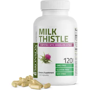 Bronson Milk Thistle Silymarin Marianum & Dandelion Extract Liver Health Support, Antioxidant Support, Detox, 120 Capsules
