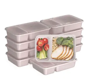 rep 2-Compartment Containers - 20-Piece Meal Prep Kit with 10 Trays & 10 Custom-Fit Lids - Durable Microwave, Freezer, Dishwasher Safe Reusable BPA-Free Food Storage Containers- Blush Pink