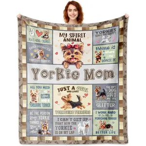 Yorkshire Terrier Gifts for Women, Yorkshire Terrier Blanket 60''x50'', Yorkie Gifts for Lovers Mom, Yorkie Dog Owners Lovers Woman Decorations Throw Blanket for Christmas Mothers Day Birthday, Printed on One Side with a Plain White Back, Halloween Thanks