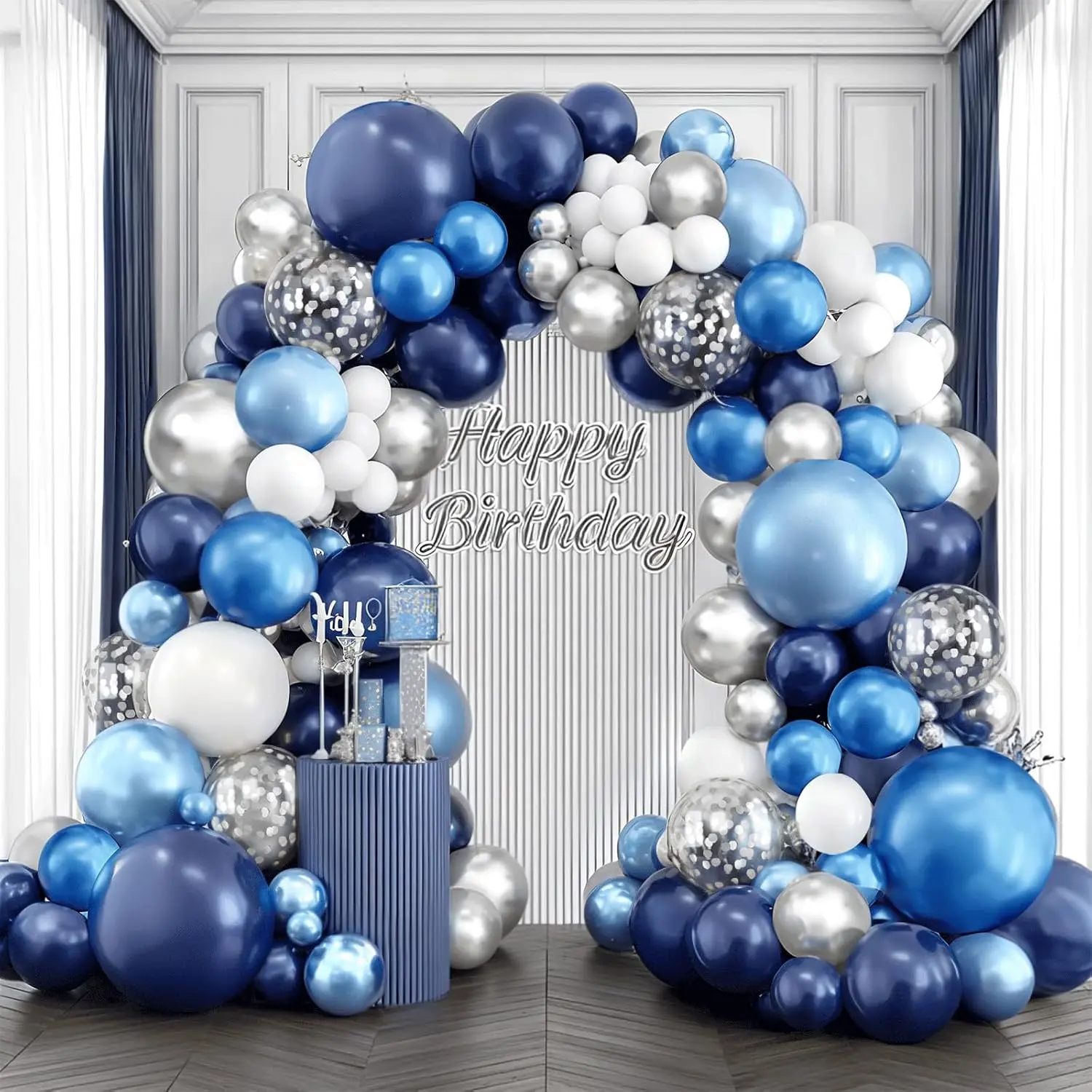 Blue Silver White