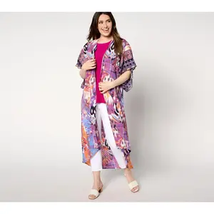 Attitudes by Renee Petite Border Print Duster