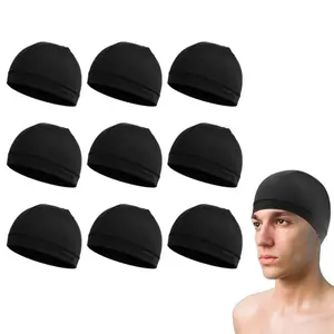 9pcs Black Color Skull Cap - Cooling, Lightweight, Breathable, Sweat-Wicking and Quick-Drying. Hat for Outdoor Sports and Work Cycling Cap Running Head for Men Women headband hair soft scarf wrap mini gifts