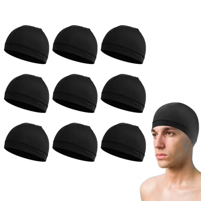 9pcs Black Skull Caps - Cooling, Lightweight, Breathable, Sweat-Wicking, Quick-Drying Sports Hats for Men, Hats for Women, Outdoor Cycling, Running, Headbands for Women, Soft Hair Wraps Mini Gifts,summerwins,father'sdaygifts,campingessentials,campinggear