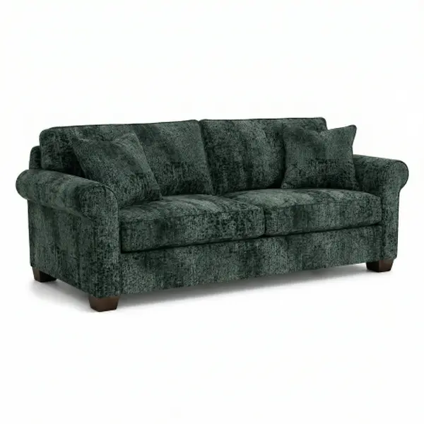 Irlanda Customizable Velvet Antique Charcoal Modern Sofa - Made in USA, Square Arms, Hardwood Frame, Medium-Firm Cushions for Modern Living Rooms, Modern Sofas