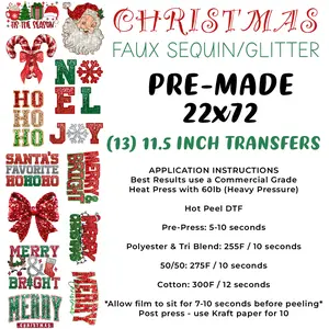 Faux Sequin-Glitter Christmas Pre-Made 22x72 Hot Peel DTF Gangsheet