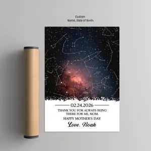 Custom Stars Night Print, Custom Moon Phase unframed Poster, Personalised Mothers Birthdate Wall Art, Meaningfull Mothers Day Gift from Son, Daughter