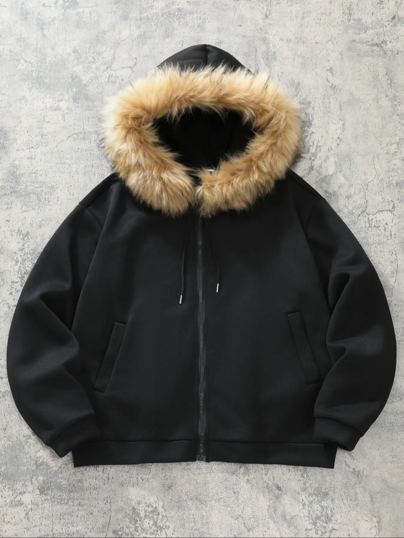 Men's Fleece Hat Sweatshirt Hoodie, Unisex Casual Hooded Sweatshirts Plain Street Style Fitted Wear, Detachable Fur Collar, Fashion Design, Suitable for Daily & Sports Activities