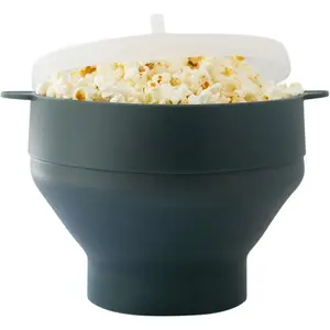 Microwave Popcorn Maker Collapsible Bowl, , Dishwasher Safe, Dark Blue