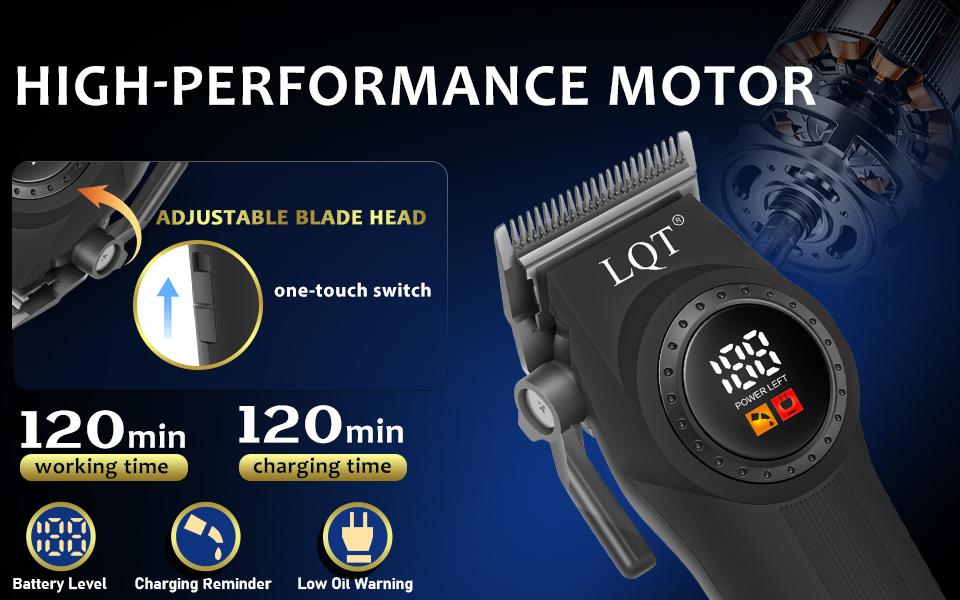 LQT Black Dragon Carved 3-in-1 Men's Grooming Kit, Cordless Hair Clipper with LCD Display, T-Blade Trimmer & Shaver, Complete Rechargeable Barber Set for Salon & Home DIY Fades, Edges & Beard Styling