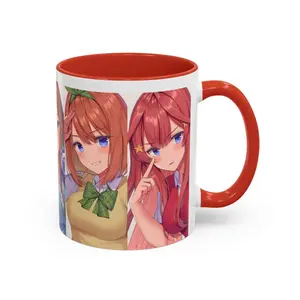 Anime Coffee Mug Otaku Gift, Cute Quintuplets Inspired Ceramic Cup, Manga Accent Drinkware 11oz And 15oz, Japanese Animation Style Aesthetic Mug, Trendy Gift For Anime Fans And Collectors Decor