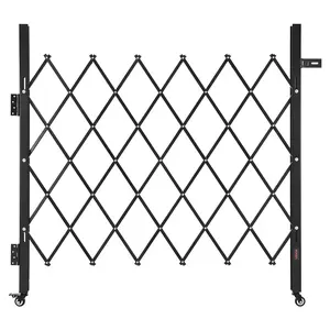 VEVOR Single Folding Security Gate, Lockable Scissor Gate with 360° Swivel Casters, Outdoor Barricade Steel Retractable Gates, for Entry Security, Garage, Warehouse & Pool, 43.31 x 51.57 in (W x H)