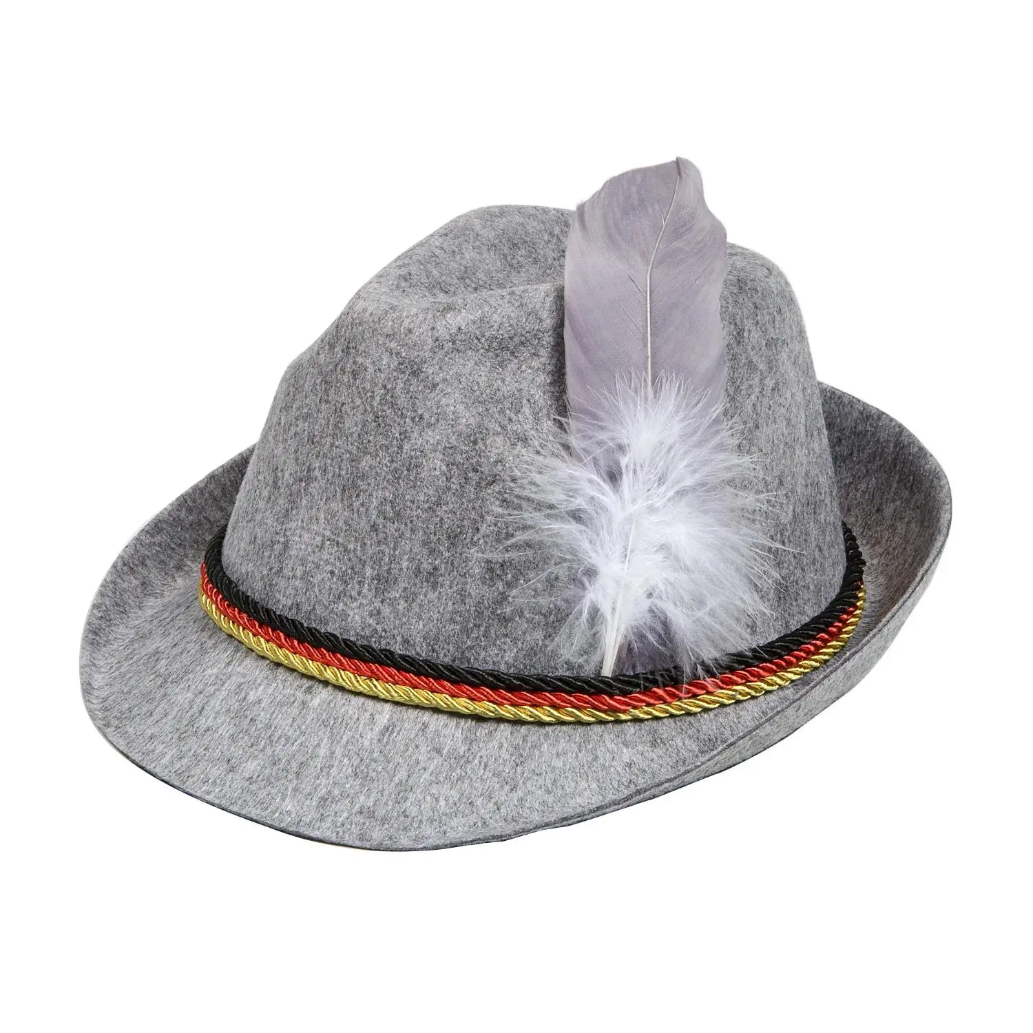 23 1/2" circ. Gray German Alpine Felt Hat with Feather