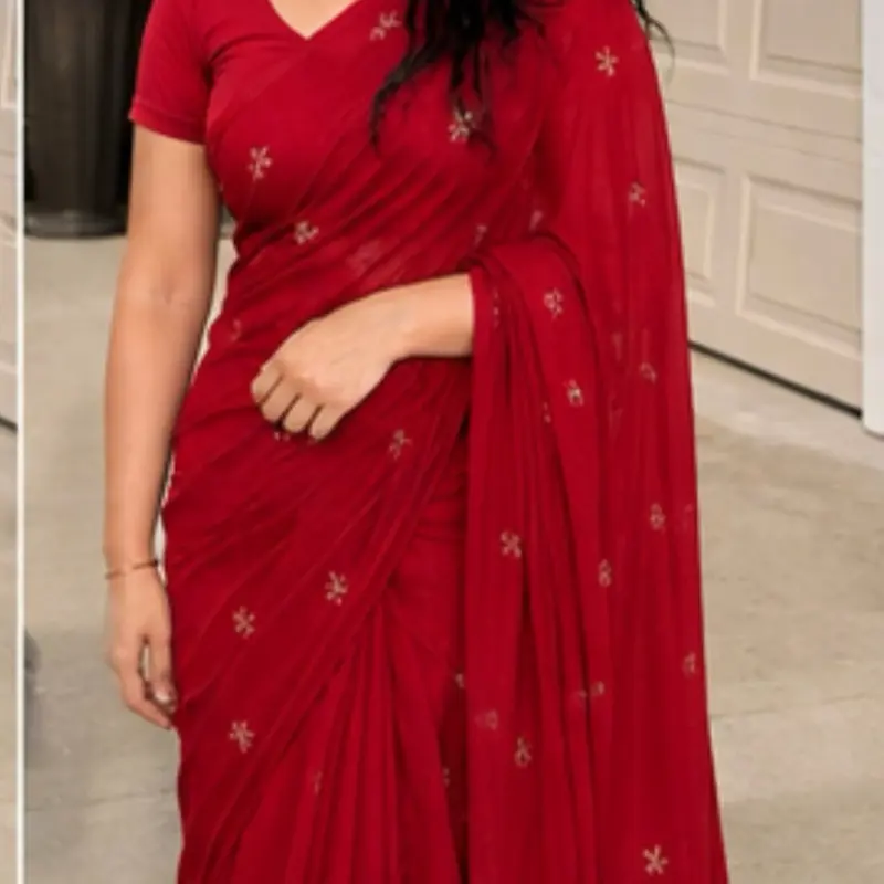 Parijaat hand loom- Pure Mulmul Cotton Saree with Fully Stitched Blouse.