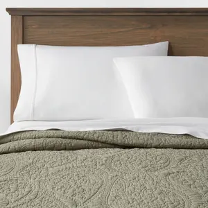 Threshold Microfiber Quilt Paisley Garment Washed OEKO-TEX, Moss Green, King