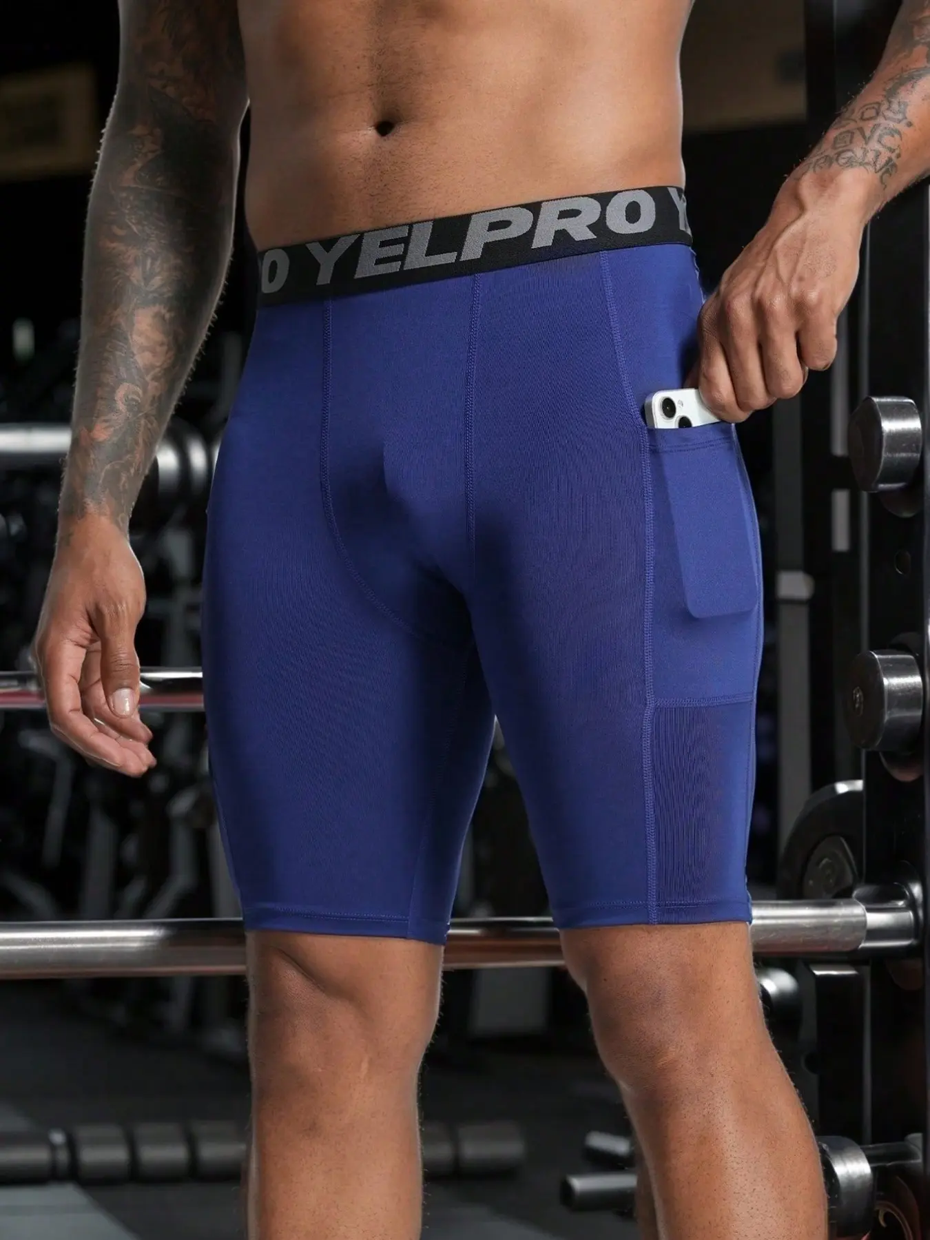 Men's Fitness Compression Athletic Wear Shorts with Pockets, Sweat-Wicking Quick-Dry Breathable High Elasticity Tight Fit, Suitable for Running Gym Basketball Cycling, Workout Shorts, Athletic Running Shorts