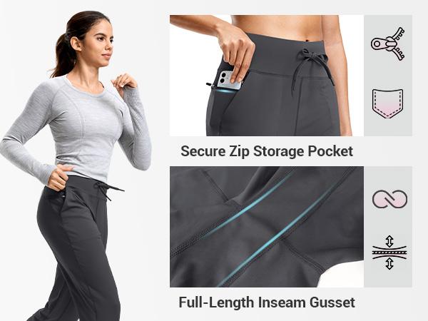 [Clearance] G Gradual Women's High Waisted Tapered Joggers - Athletic Sweatpants with Zip Pockets, Drawstring for Workout, Lounge, Workout Wear, Fitted, Training Jogger Trousers, Drawstring Sports Pants