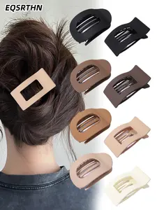 8pcs fashion simple versatile square non-slip hollow flat hair clip, comfortable and safe suitable for driving and lying down, suitable for women's daily life gift, Flat Claw Clips
