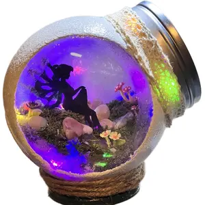 Handcrafted Custom Fairy Jar with Lightening - Custom Organizer in Black with Blue Glow - Ideal for Display and Storage - Gift Decorative Canister Bottles Tin United States