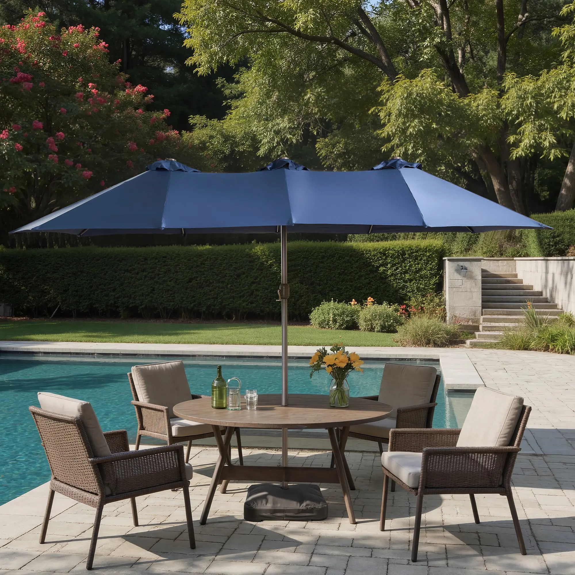 Blue | Regular Umbrella with Base