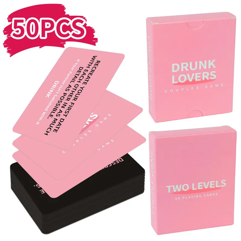 2026 New Two Levels Couple Card Game - Adult Party Drinking Game for Date Night, Flirty & Intimate Interaction (50 Playing Cards)