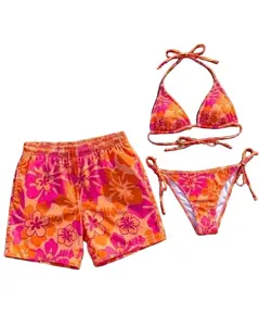 KEEGAN CONVERT Matching Couple Swimsuits Tropical Floral Honeymoon Beach Outfits Romantic Anniversary Gift for Couple Hawaii Style Bikini and Shorts Set - Womenswear, Clothes