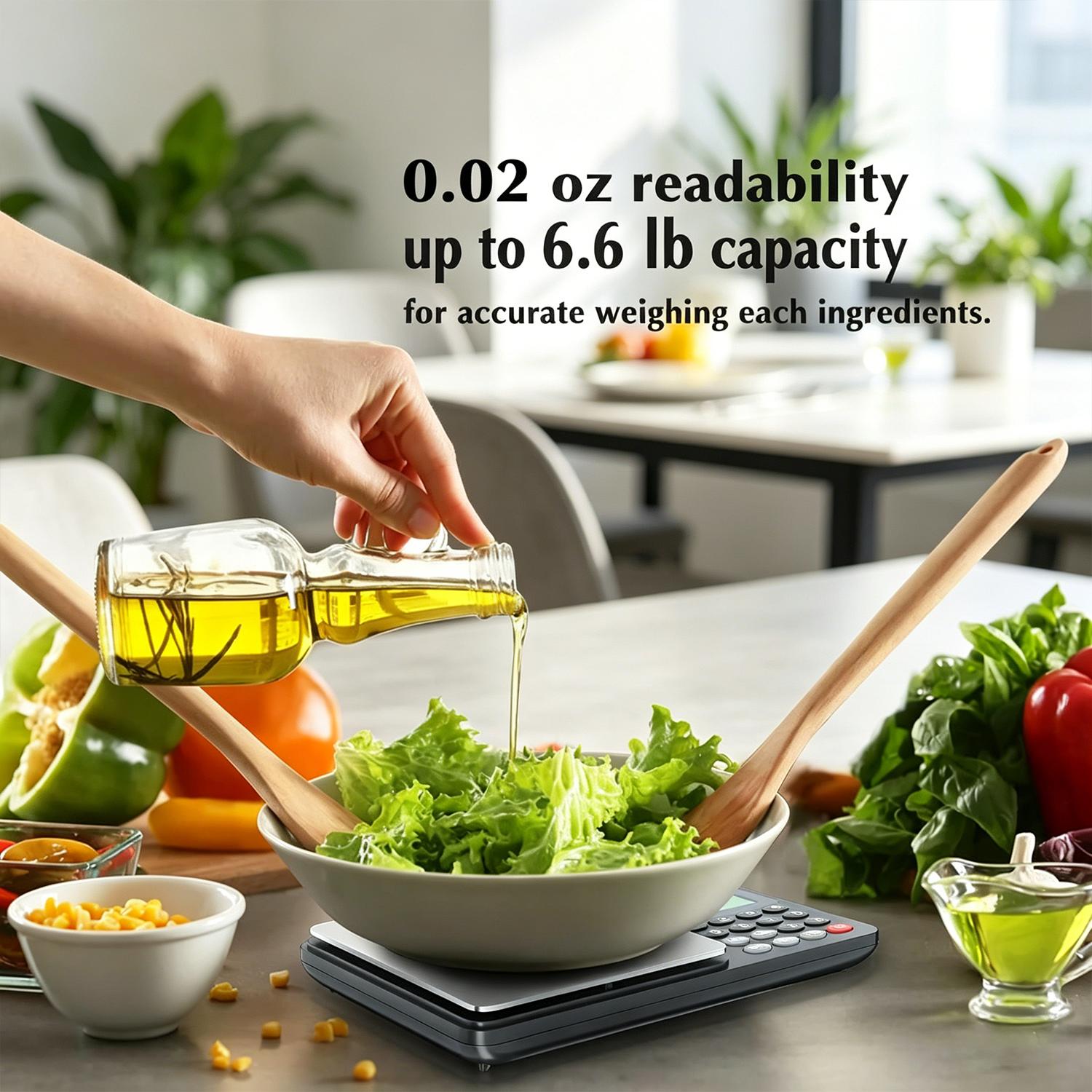 Portable Digital Kitchen Scale, 3kg/0.1g Digital Nutrition Scale with Nutrient Composition & Calorie Calculator, Diet Management Food Scale with Stainless Steel Weighing Pan, 999 pre-programmed foods Measuring Tool (Batteries Included)